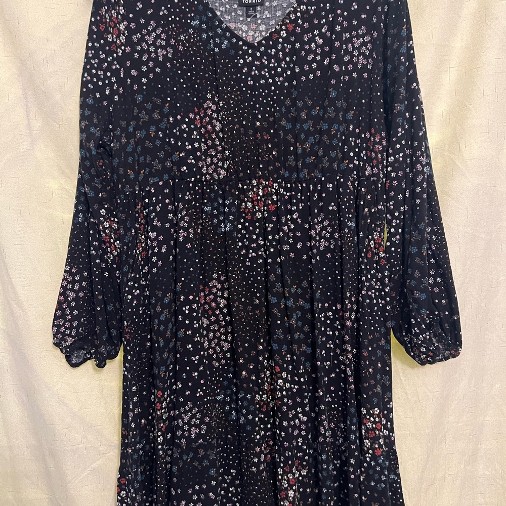 Torrid Black Dress with Pink Floral Pattern